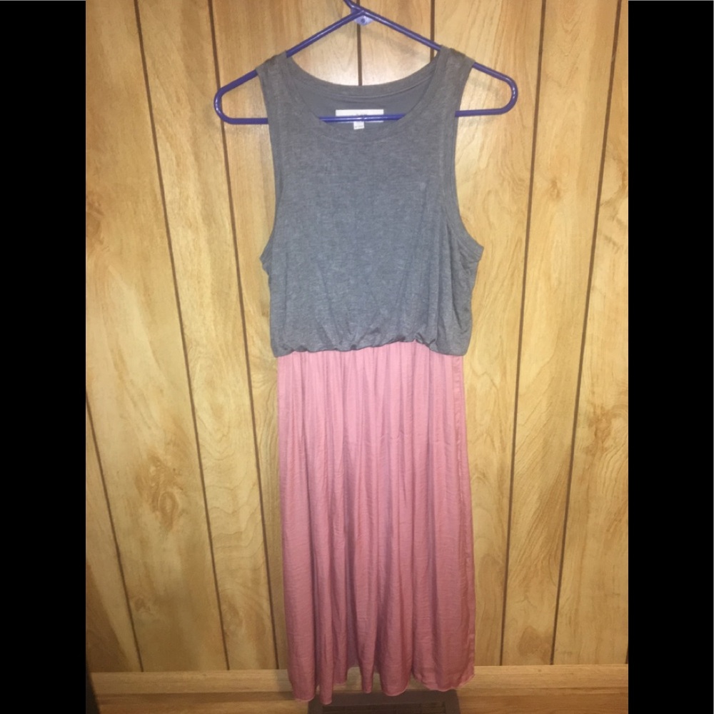 The Loft Petite Medium Grey and Pink Dress NWT